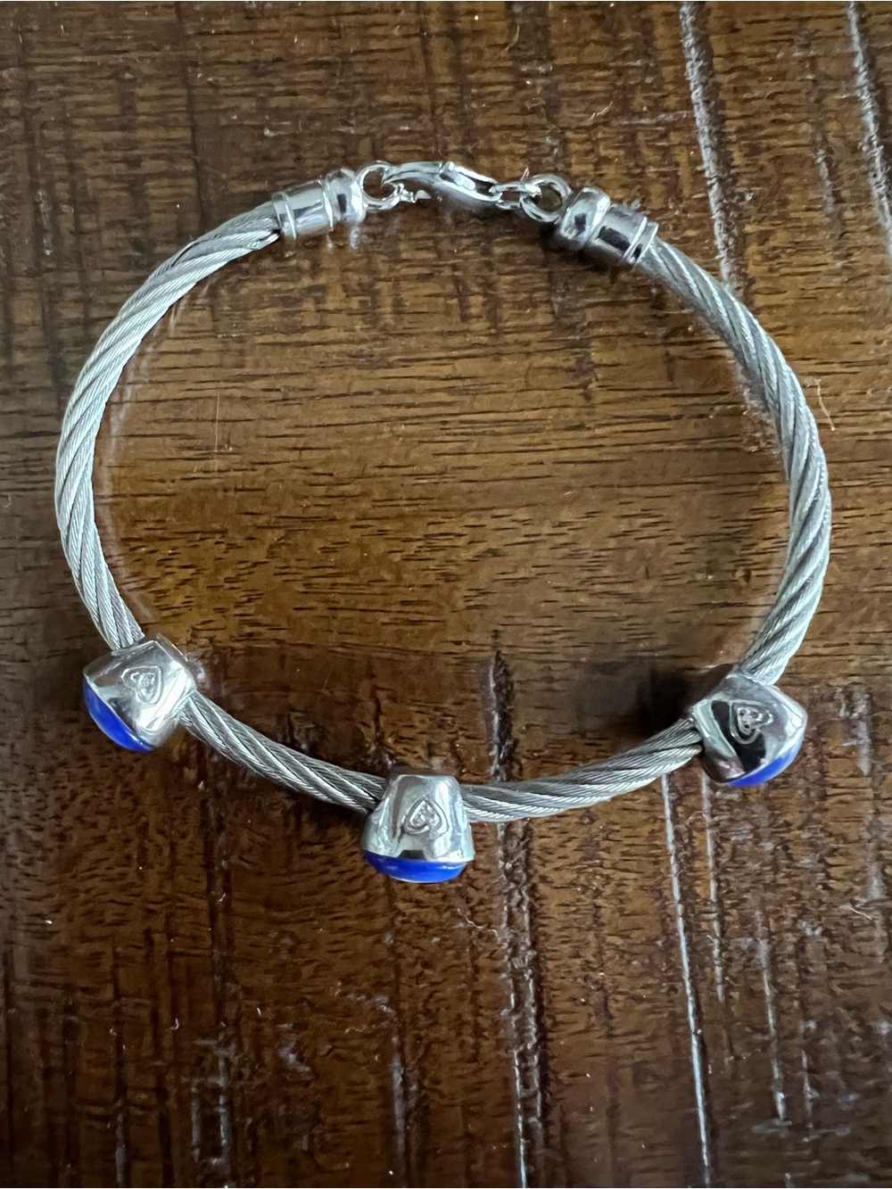 Blue Evil Eye Stainless Steel Cable-Style Bracelet - Women Jewelry